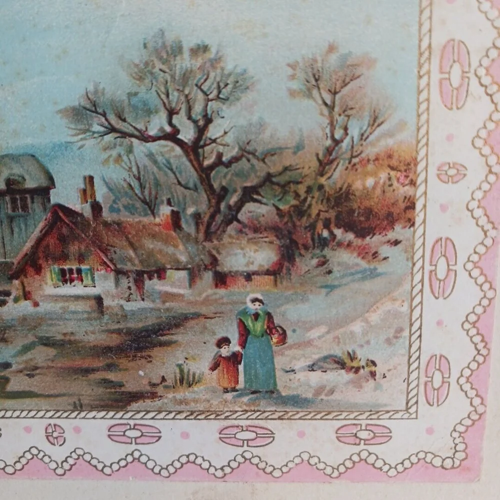 Victorian Antique Farm Windmill Peasants Cardstock Card